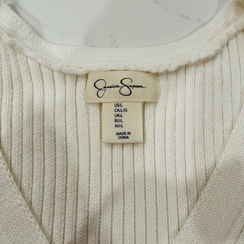 Jessica Simpson Cream Ribbed Tank Top - Picture 3 of 3